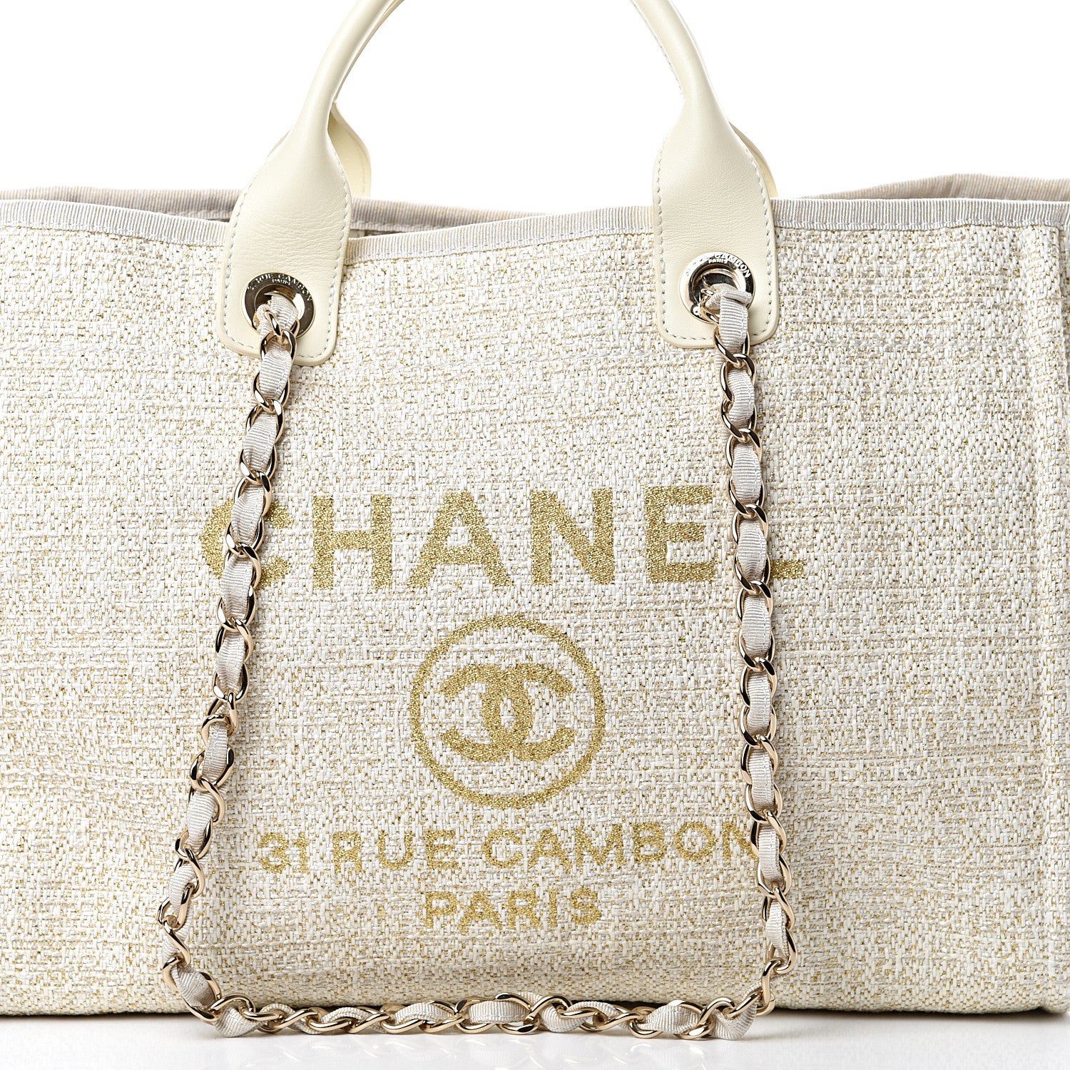 Chanel Lurex Boucle Large Deauville Tote White 7 of 9