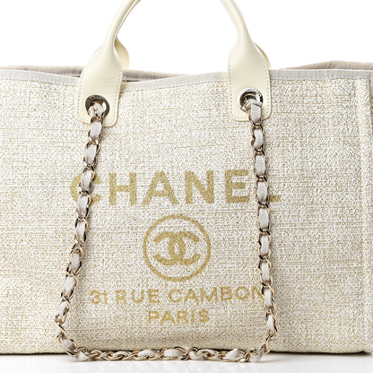 Chanel Lurex Boucle Large Deauville Tote White 7 of 9
