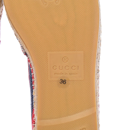 Gucci Canvas Sylvie Stripe Logo Womens Espadrilles 36 Mystic White Hibiscus Red Maritime 9 of 12