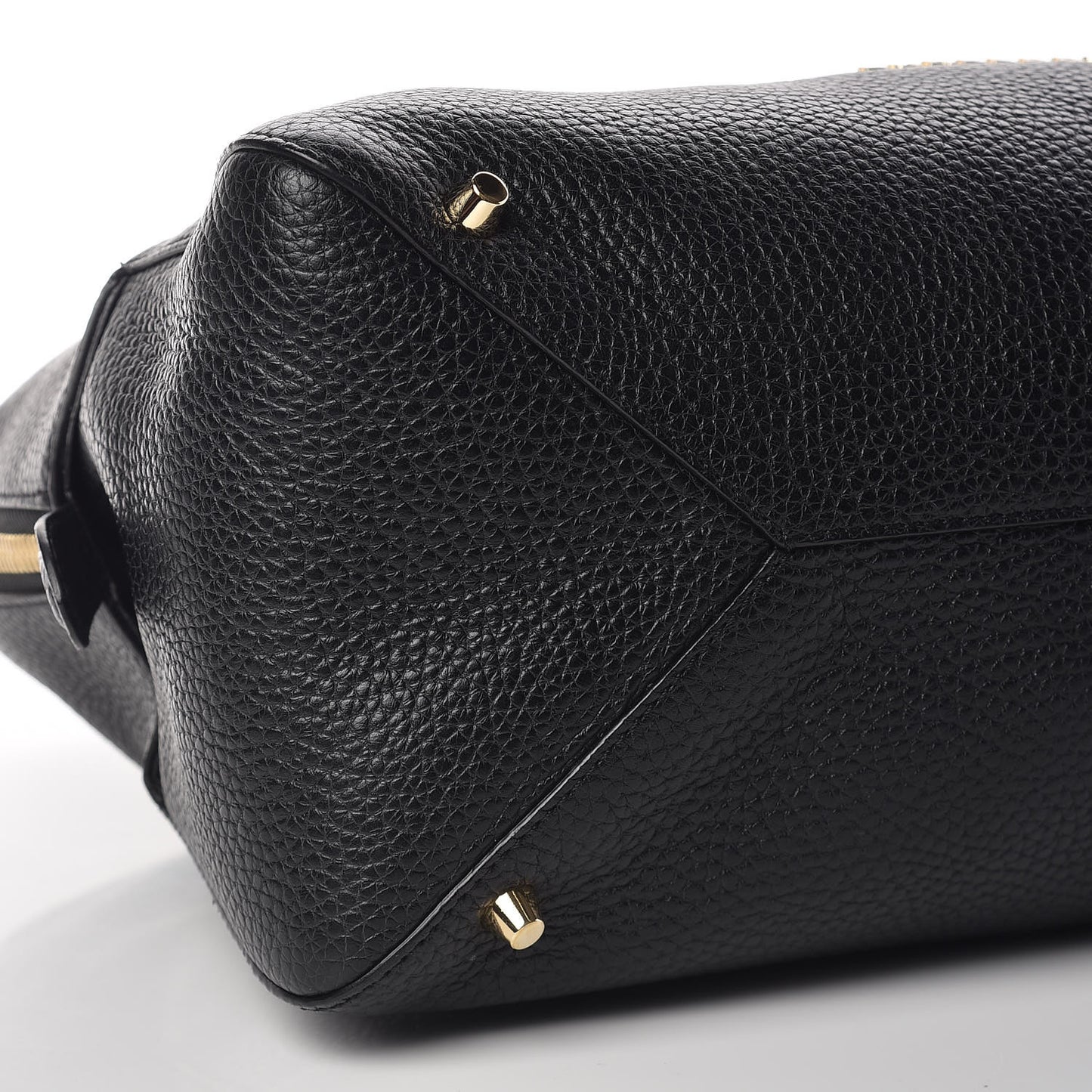 London Grainy Calfskin Medium Greenwood Bowling Bag Black