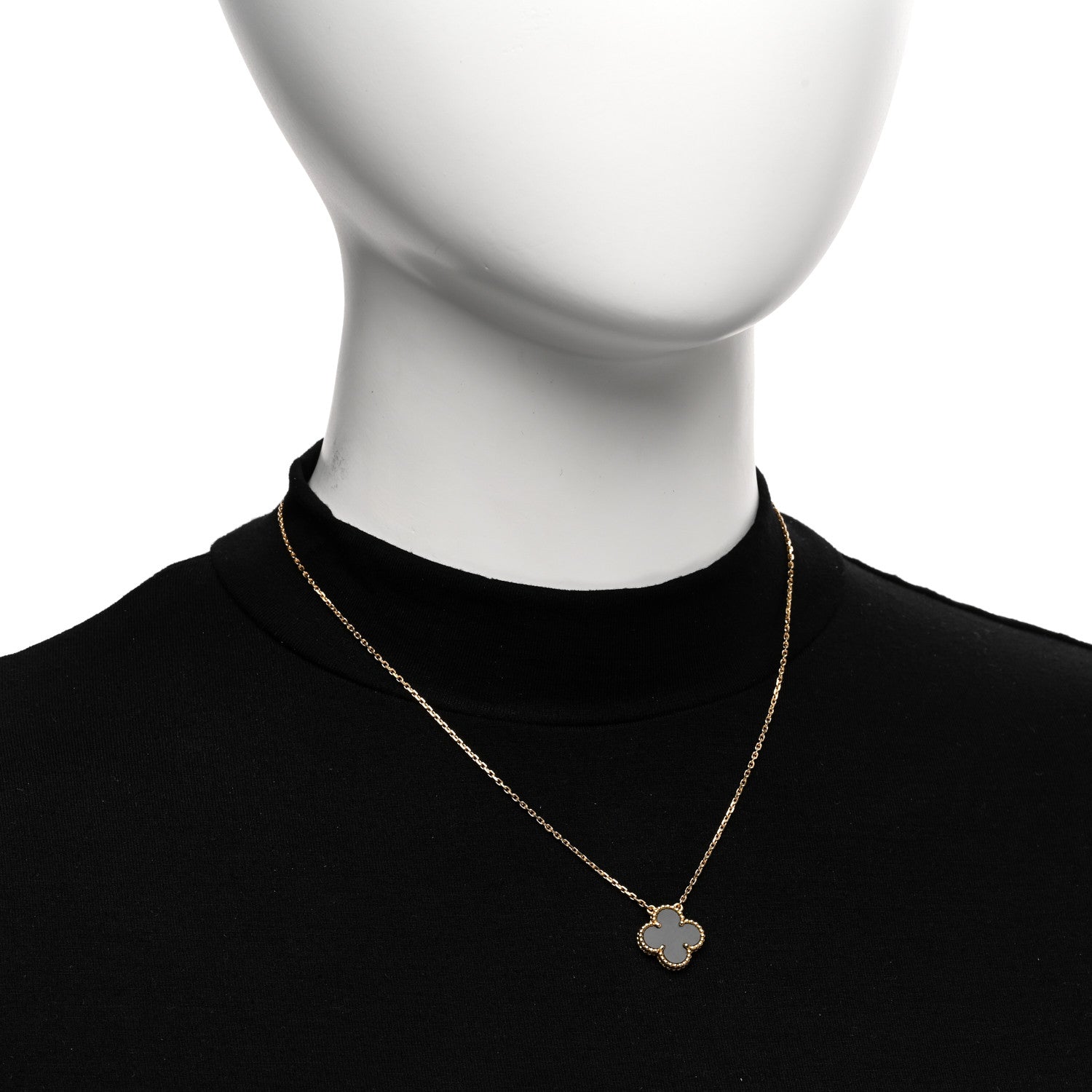 Van Cleef & Arpels VAN CLEEF & ARPELS 18K Yellow Gold Black Onyx Vintage Alhambra Pendant Necklace 2 of 5