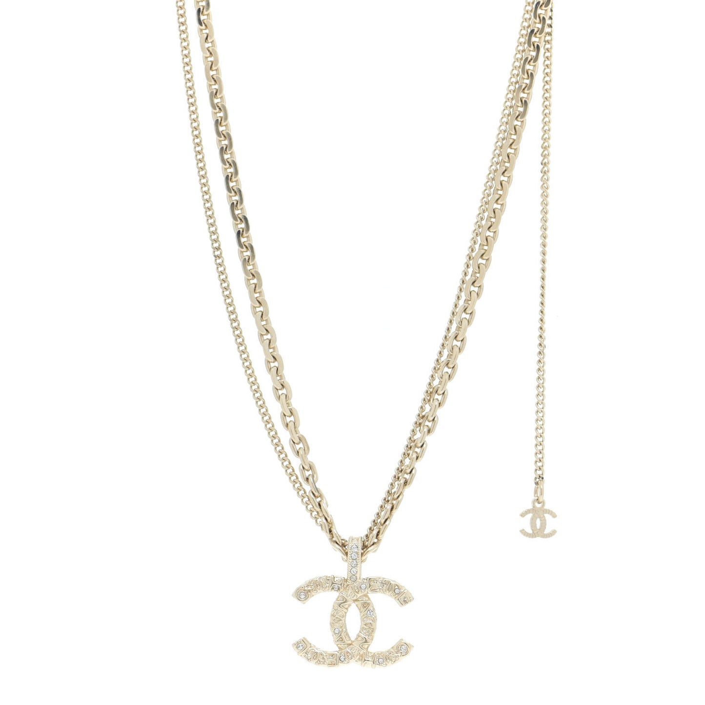 Crystal CC Multi Strand Chain Necklace Gold