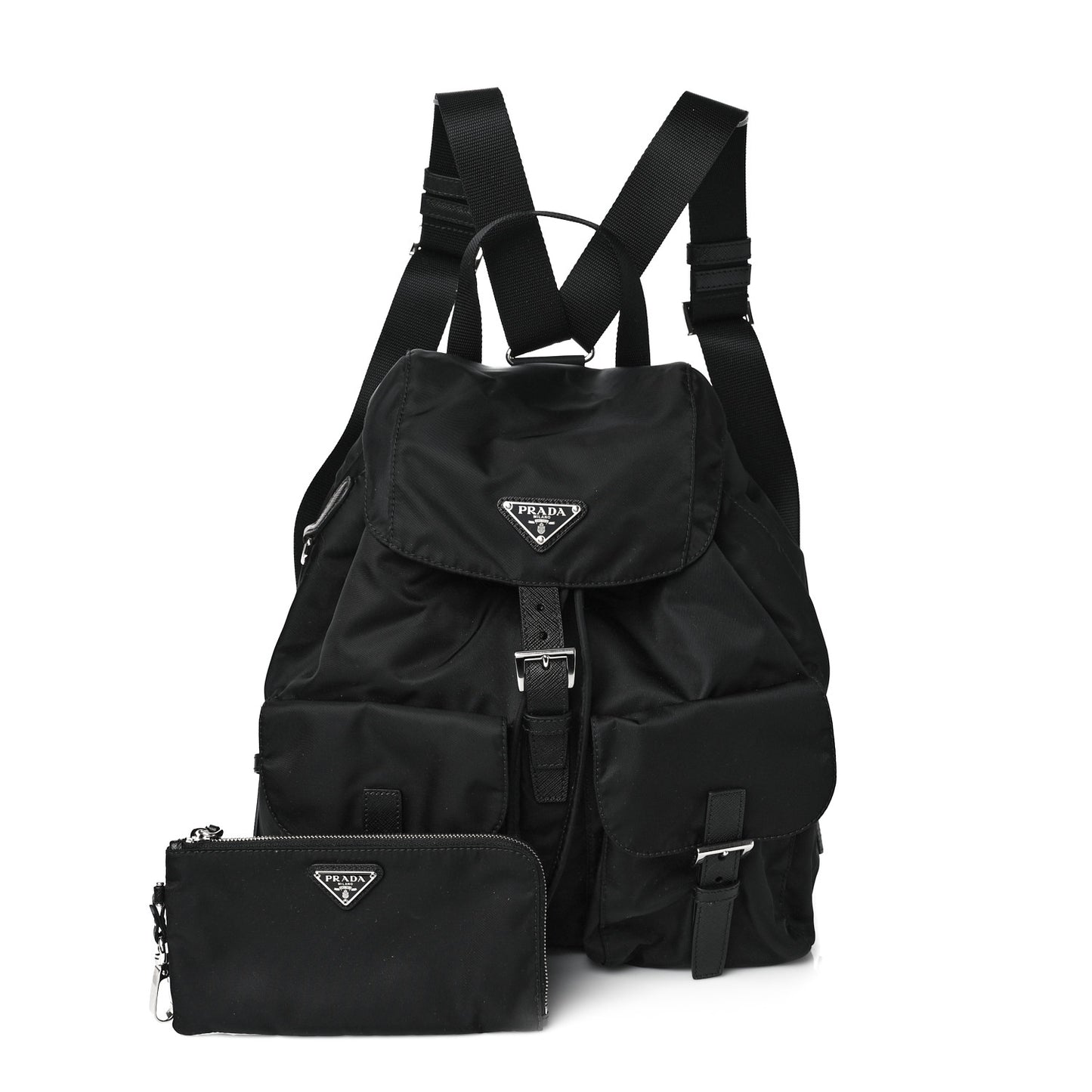 Re-Nylon Saffiano Medium Backpack Black
