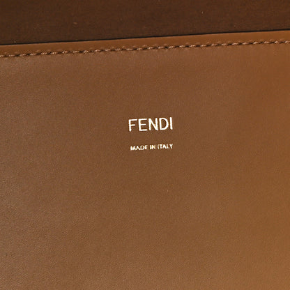 Fendi Vitello King Plexiglass Elaphe Python Print Logo Medium Fendi Sunshine Shopper Tote Miele Scuro Makeup 6 of 10