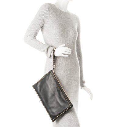 Valentino Garavani Vitello Large Rockstud Zip Wristlet Pouch Black 2 of 7