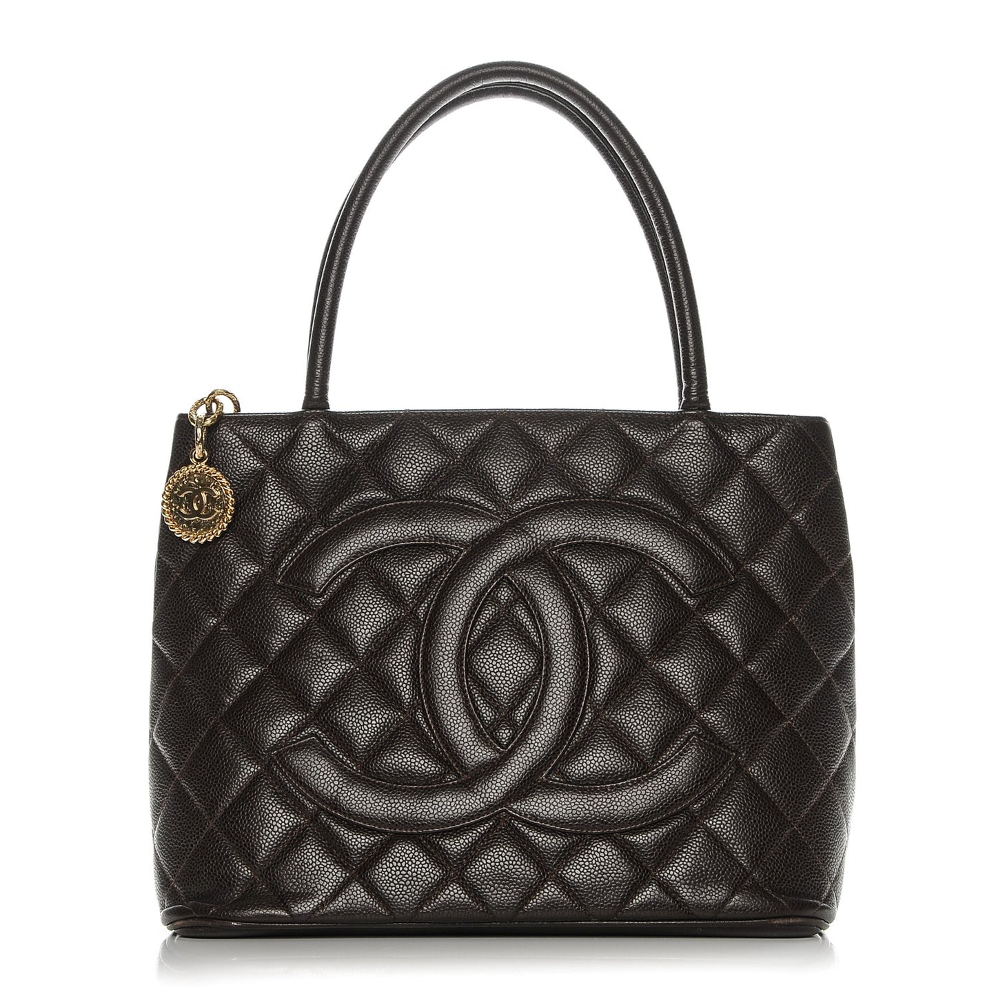 Caviar Quilted Medallion CC Tote Dark Brown