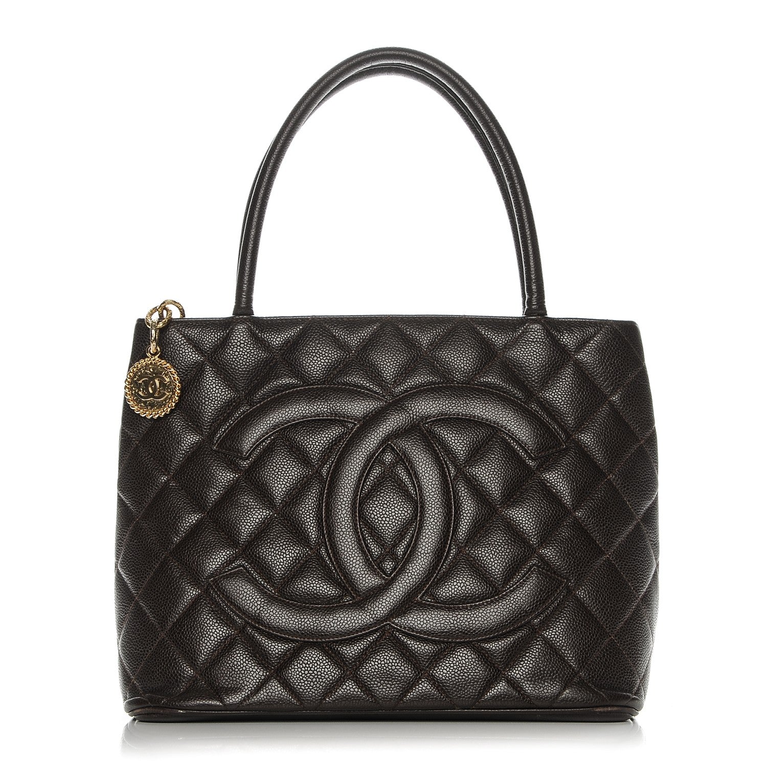 Chanel Caviar Quilted Medallion CC Tote Dark Brown 1 of 12