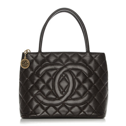 Chanel Caviar Quilted Medallion CC Tote Dark Brown 1 of 12
