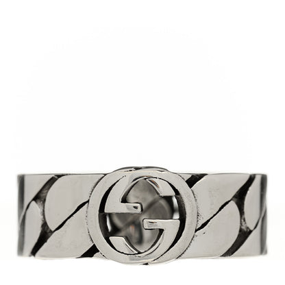 Gucci Sterling Silver Interlocking G Chainlink Wide Band Ring 1 of 5