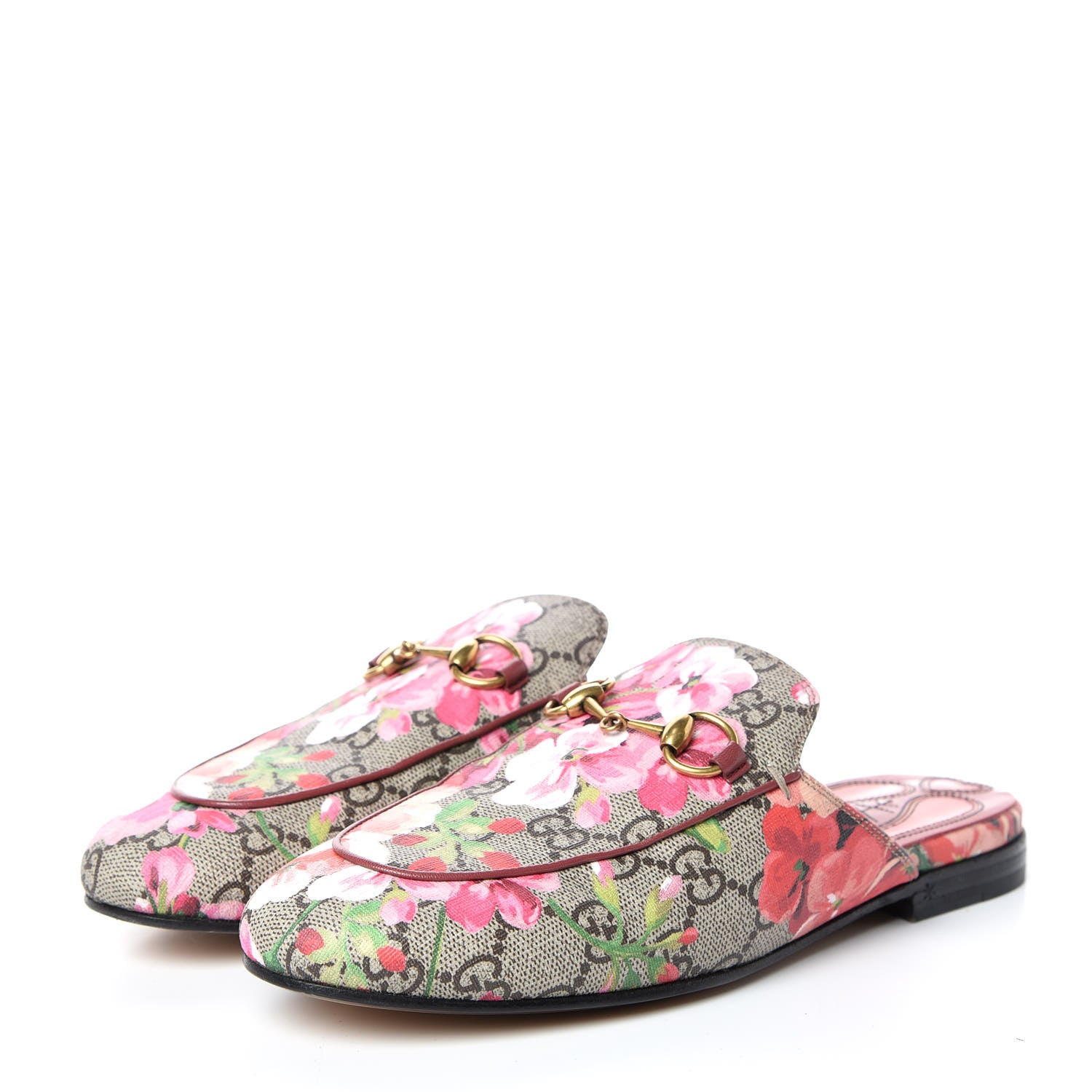Gucci GG Supreme Monogram Blooms Womens Princetown Slippers 36 Beige Multicolor Dry Rose 3 of 13