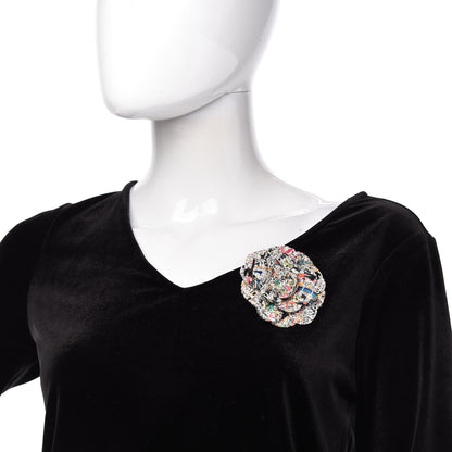 Chanel Tweed Camellia CC Pin Brooch Multicolor 2 of 4