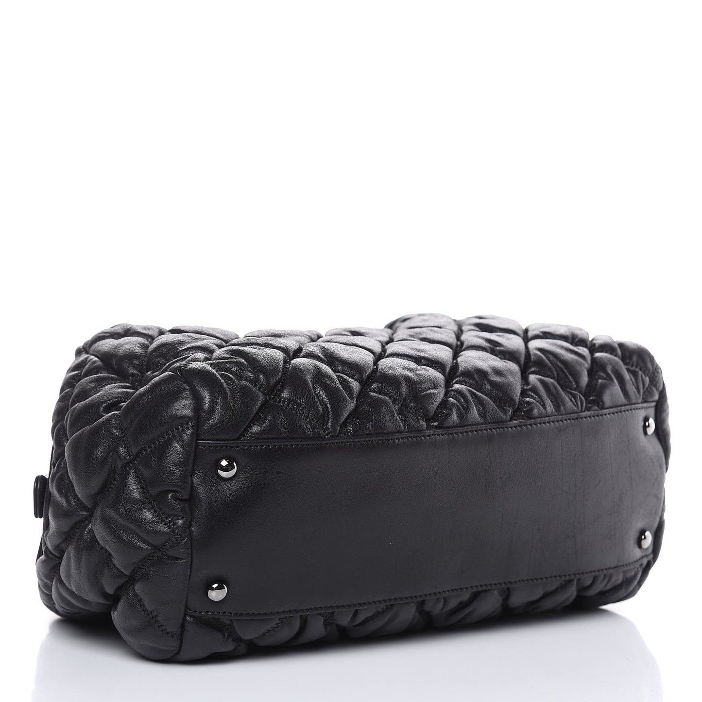 Lambskin Bubble Quilt Bowler Black