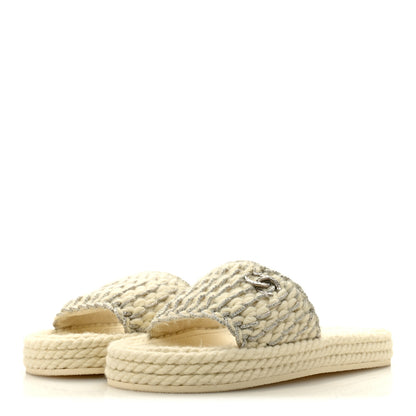 Chanel Braided Knit CC Mules 39 Ecru 4 of 10