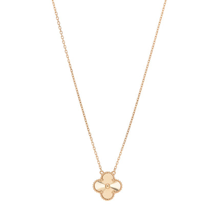 Van Cleef & Arpels 18K Yellow Gold Guilloche Vintage Alhambra Pendant Necklace 1 of 6