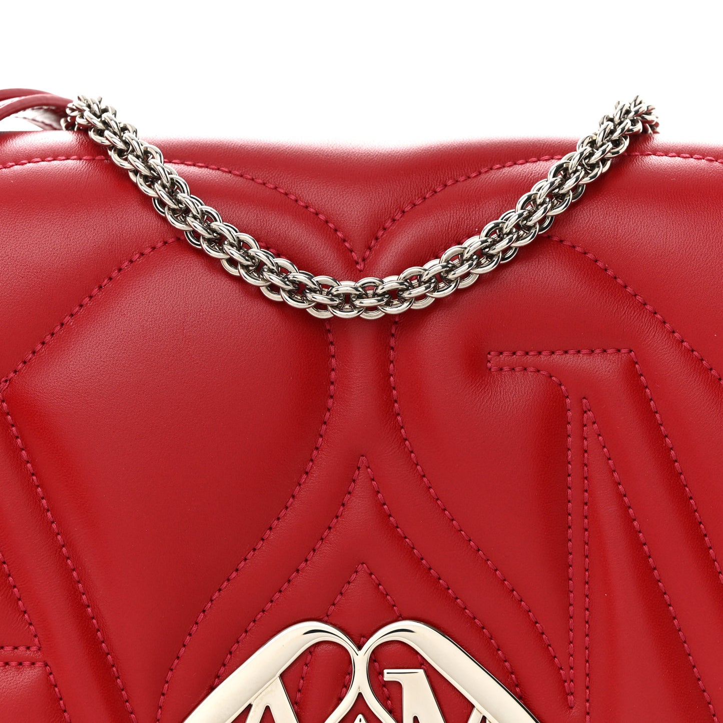 Lambskin Quilted Small The Seal Chain Shoulder Bag Blood Red