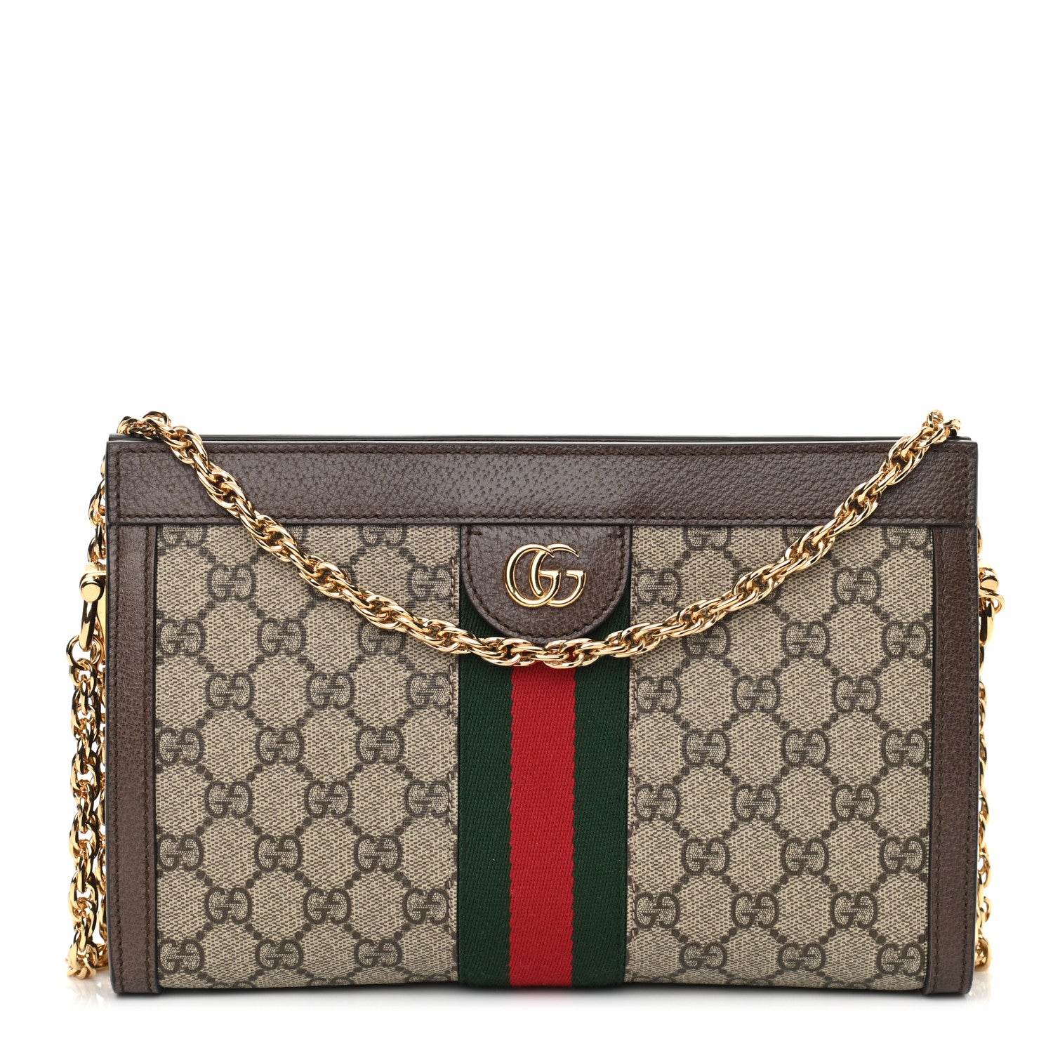 Gucci GG Supreme Monogram Web Small Ophidia Chain Shoulder Bag Brown 1 of 10