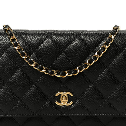Chanel Caviar Quilted CC Turnlock Wallet On Chain WOC Black 9 of 12