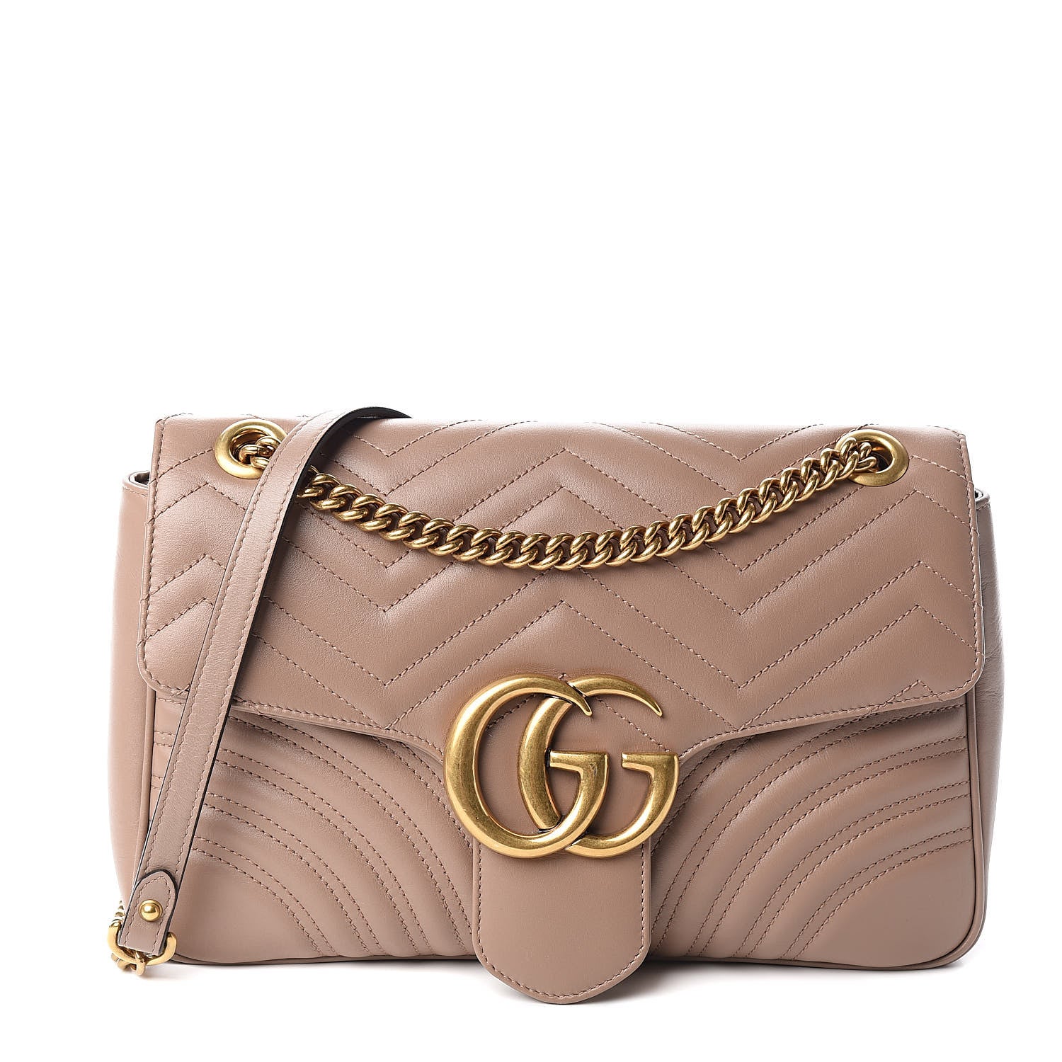 Gucci Calfskin Matelasse Medium GG Marmont Shoulder Bag Porcelain Rose 1 of 11