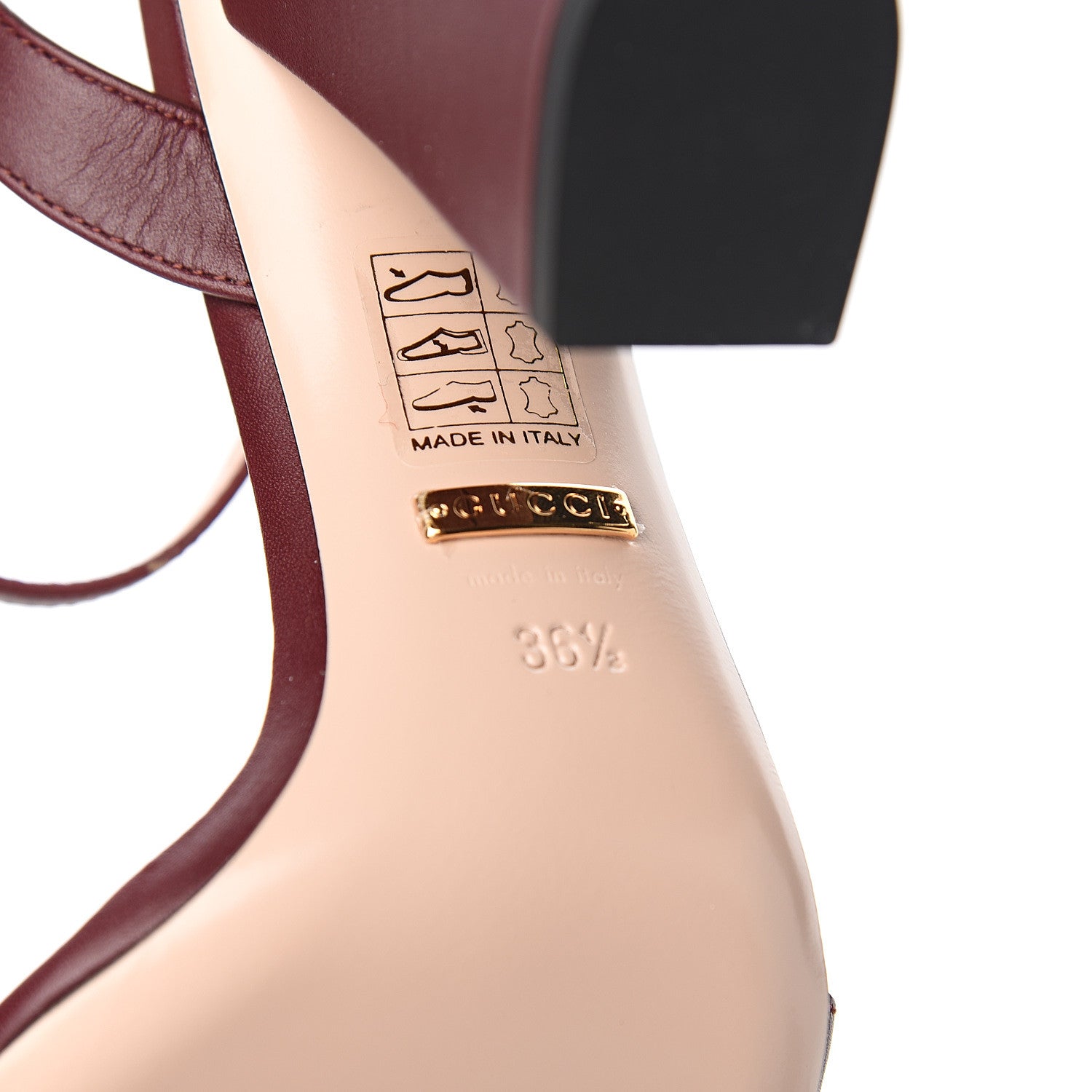 Gucci Lifford Calfskin GG Marmont Ankle Wrap 105mm Sandals 36.5 Vintage Bordeaux 6 of 8