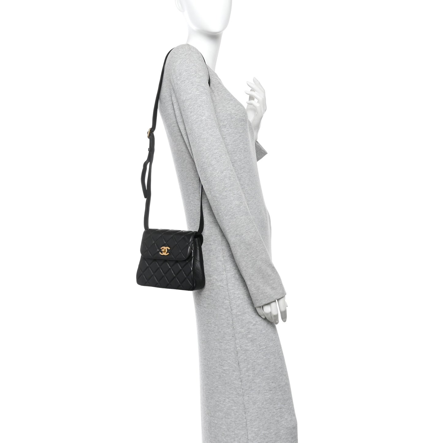 Lambskin Quilted Crossbody Flap Black