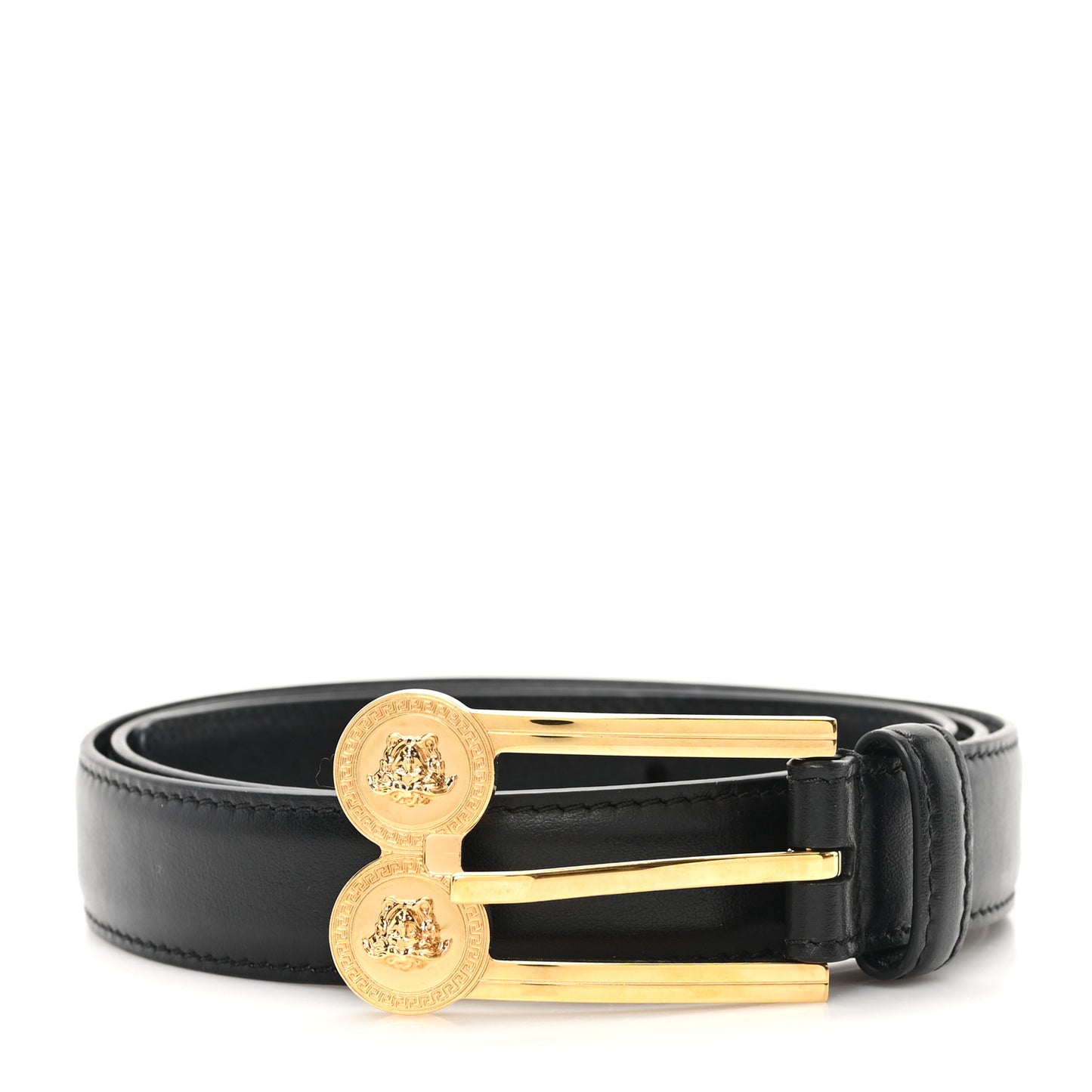 Calfskin La Medusa Skinny 90 36 Belt Black