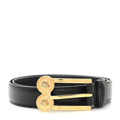Versace Calfskin La Medusa Skinny 90 36 Belt Black 1 of 6
