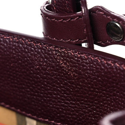 Burberry Grainy Calfskin House Check Small Banner Tote Mahogany Red 11 of 13