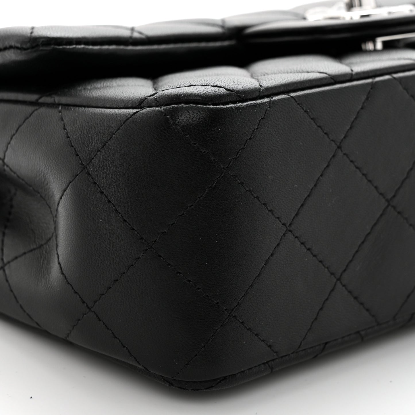 Lambskin Quilted Mini Rectangular Flap Black