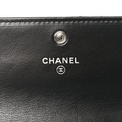 Chanel Cafskin Chevron Quilted Flap Wallet Black 6 of 8