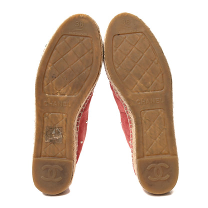 Chanel Suede Pearl CC Espadrilles 36 Pink Black 5 of 10