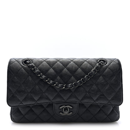 Chanel Crumpled Calfskin Quilted Medium Double Flap So Black 1 of 10