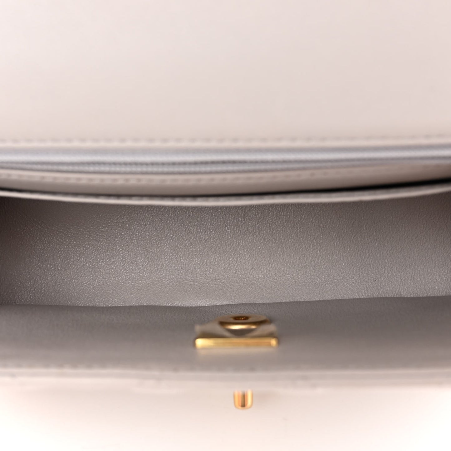 Lambskin Quilted Mini Top Handle Rectangular Flap Grey