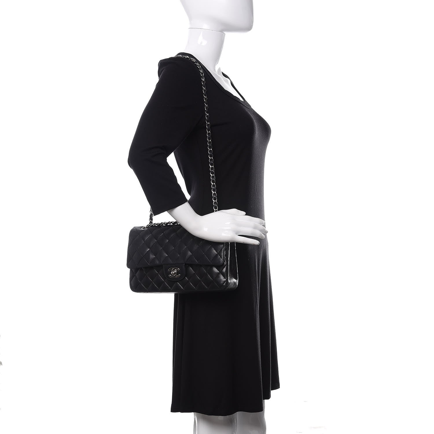 Chanel Lambskin Quilted Medium Double Flap Black 2 of 13