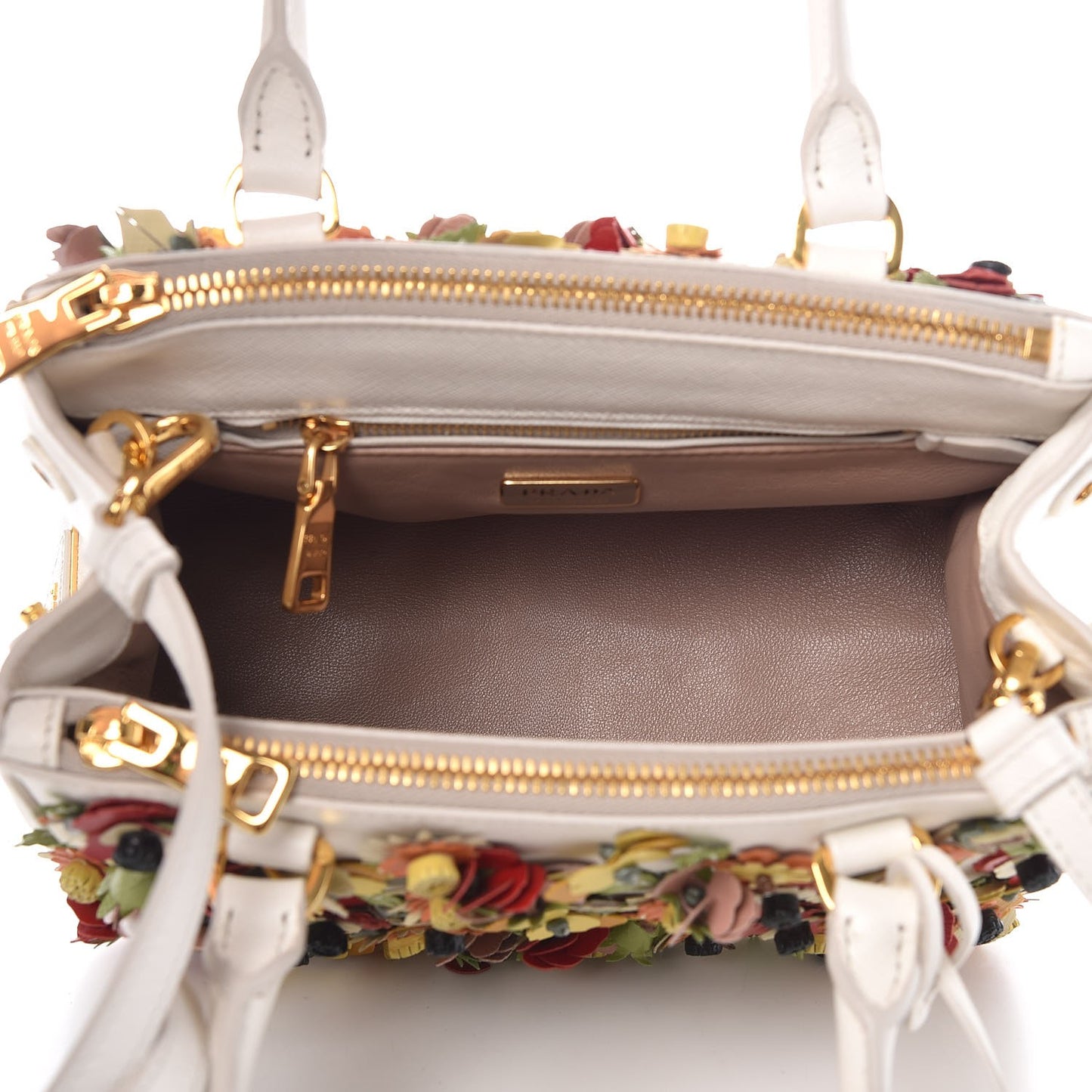Saffiano Small Galleria Double Zip Garden Tote Bianco