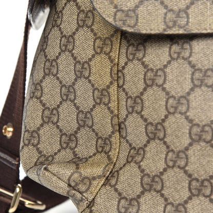 Gucci GG Supreme Monogram Selleria Calfskin Messenger Diaper Bag Beige Ebony Cocoa Dark Chocolate 12 of 16