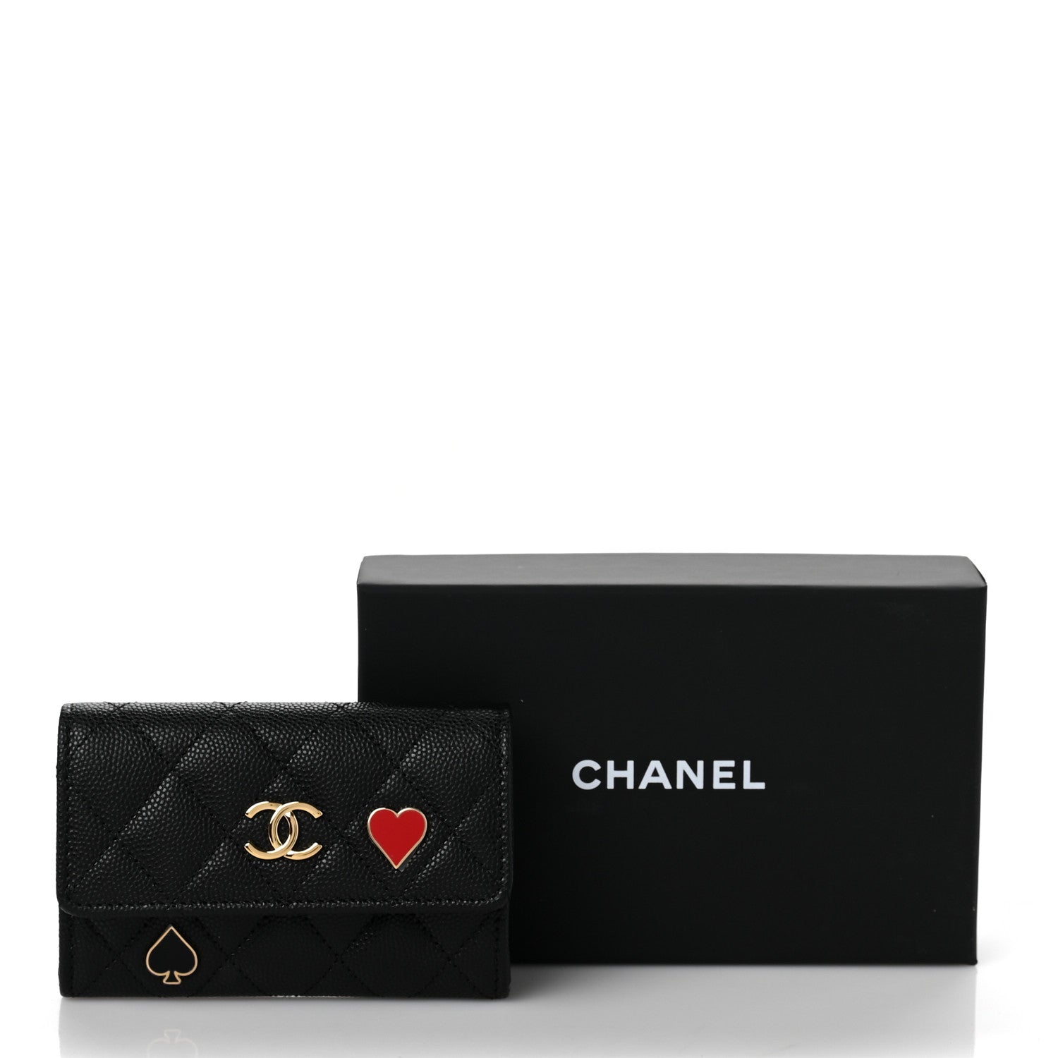 Chanel Caviar Quilted Enamel Coco Casino Flap Card Holder Wallet Black 7 of 7