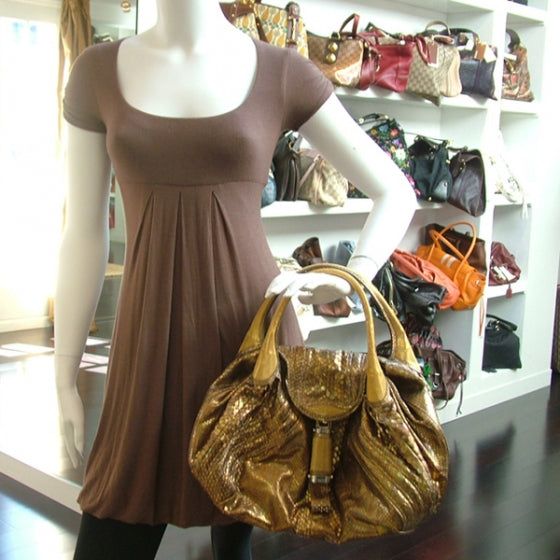 Metallic Python Chain Spy Gold