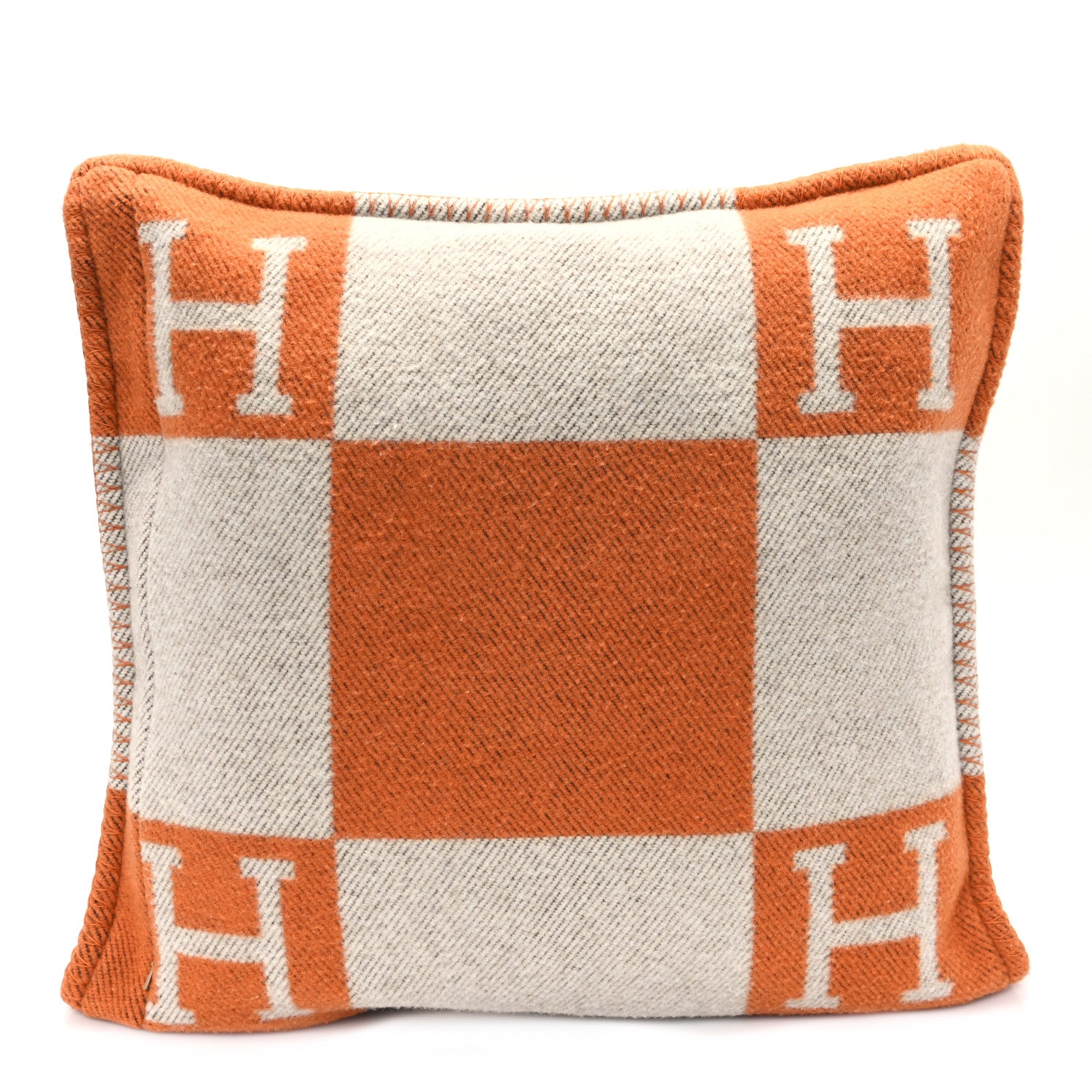 Hermes Wool Cashmere Avalon Pillow PM Ecru Potiron 2 of 3
