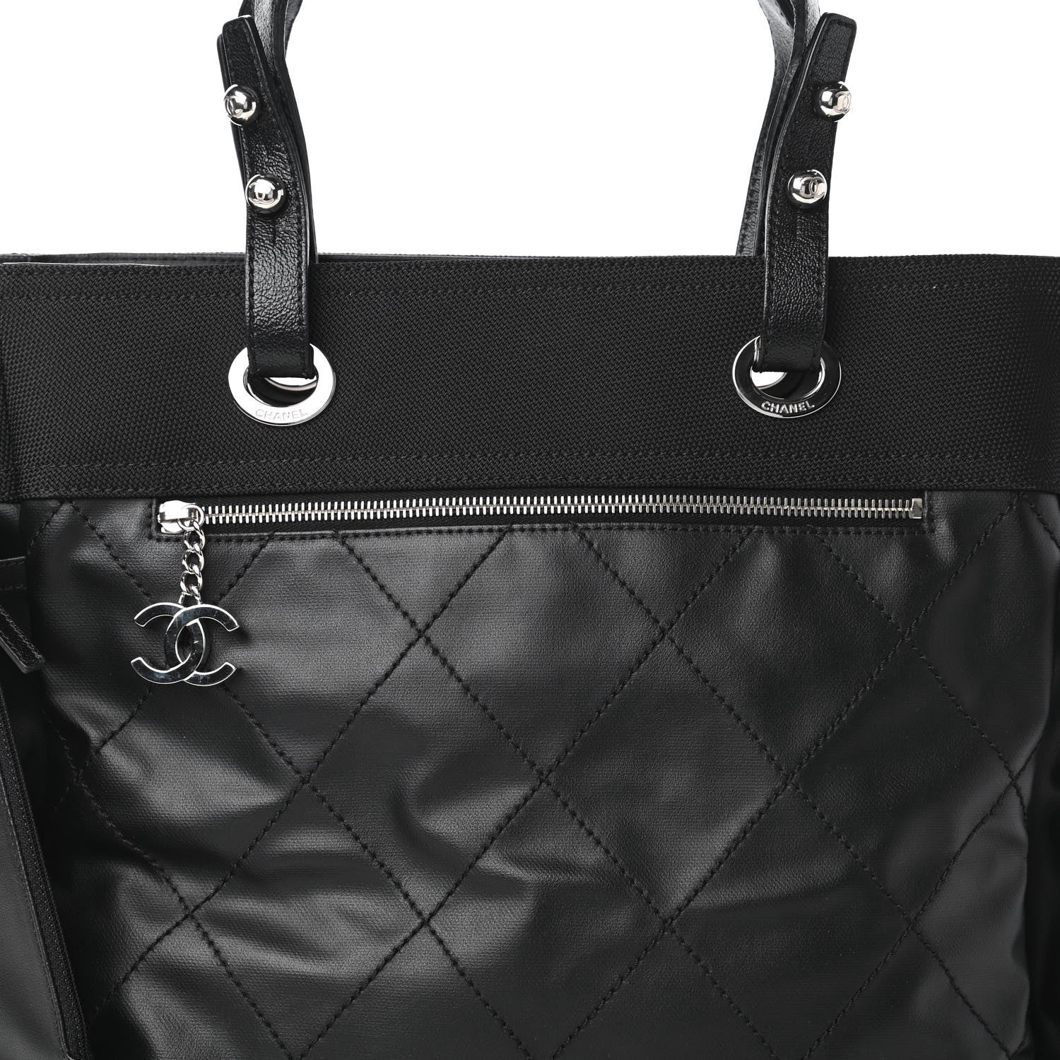 Chanel Coated Canvas Large Paris Biarritz Tote Black 10 of 10