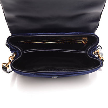 Saint Laurent Velvet Y Quilted Monogram Toy Loulou Crossbody Bag Navy 5 of 11