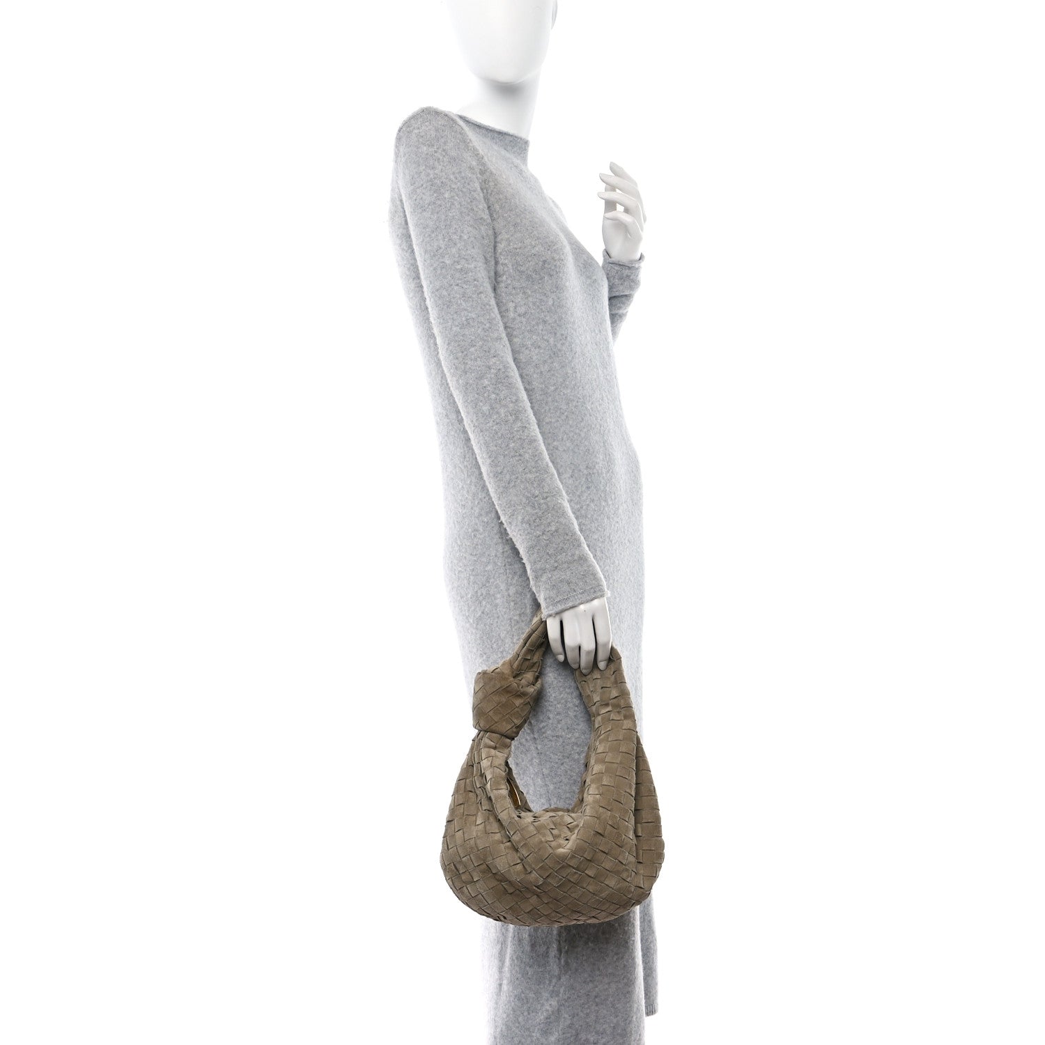 Bottega Veneta Suede Calfskin Intrecciato Teen Jodie Hobo Beige 2 of 10