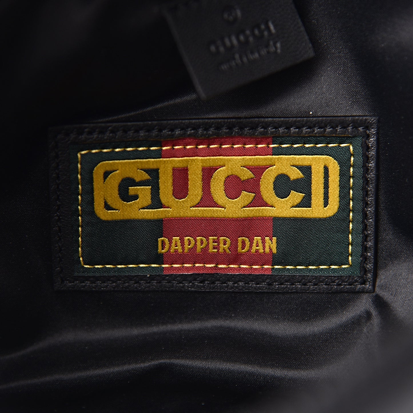 X DAPPER DAN Calfskin Laminated Ayers GG Micro Monogram Mens Belt Bag Black