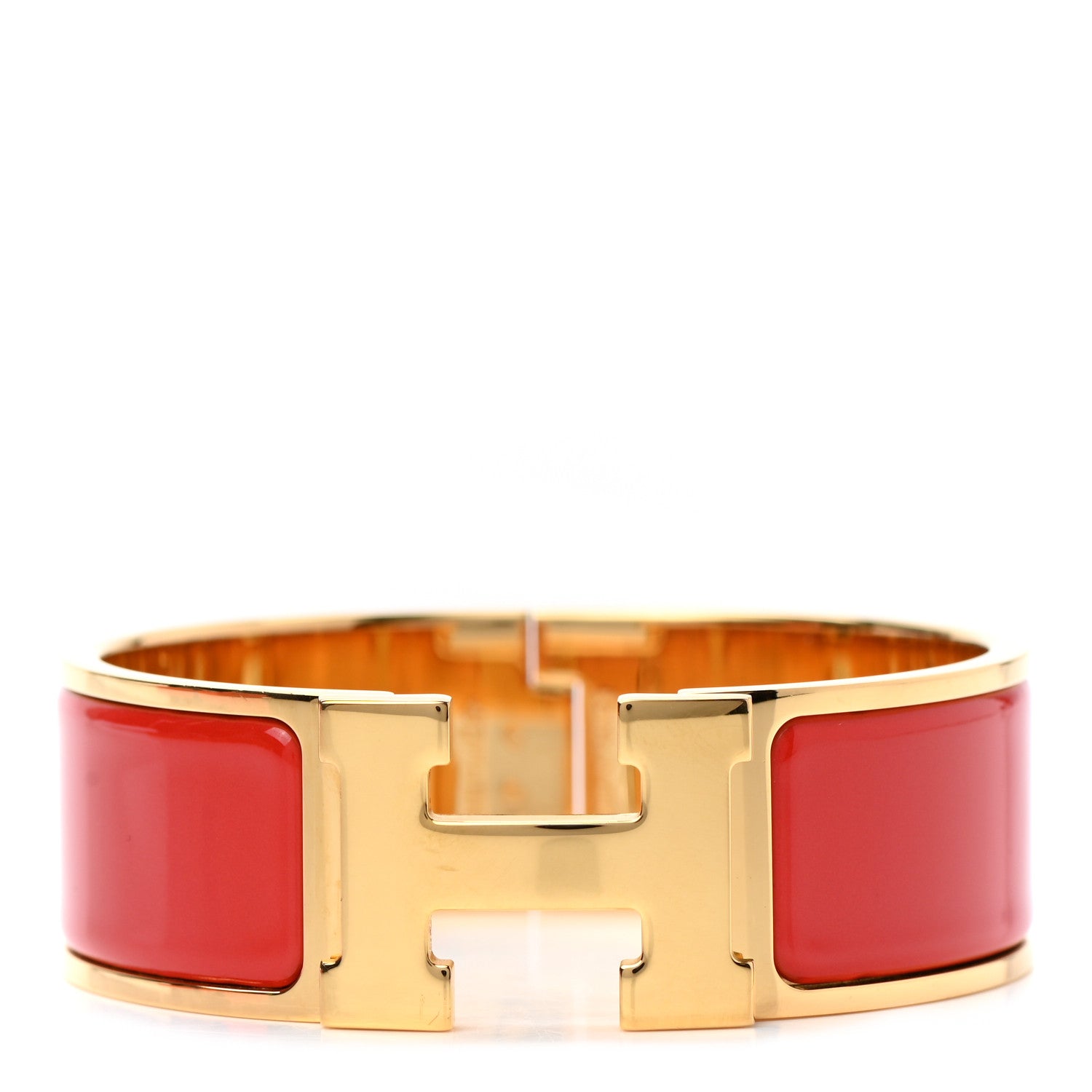 Hermes Enamel Wide Clic Clac H Bracelet PM Red 1 of 5
