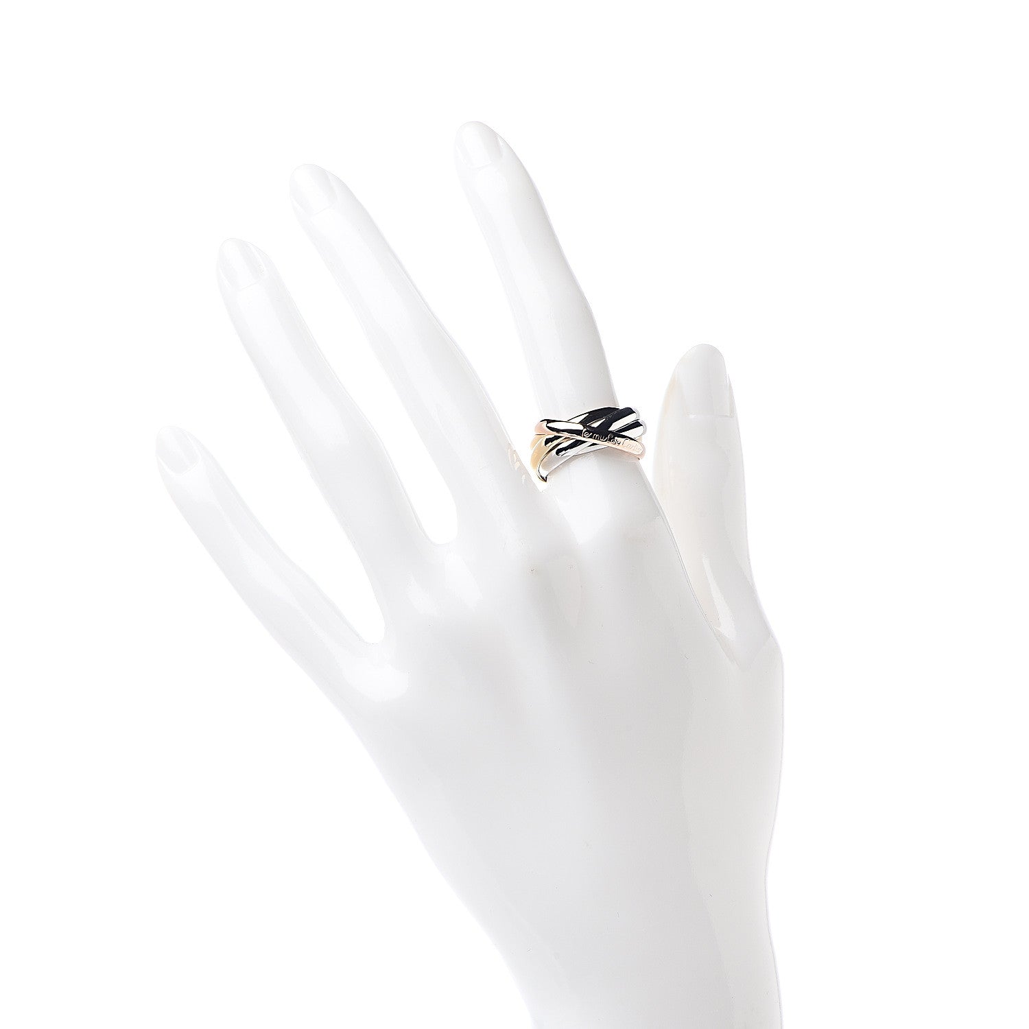Cartier 18K Pink Yellow White Gold Les Must De Trinity Five Band Ring 53 6.25 2 of 5
