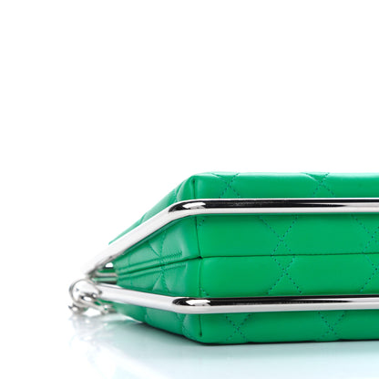 Chanel Quilted Lambskin Metal Bar Clutch Bag Green 8 of 9