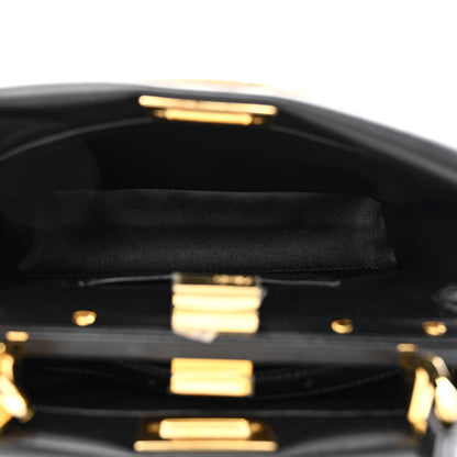 Fendi Shearling Nappa Macro FF 1974 Mini Peekaboo Iconic Satchel Tobacco Black 5 of 12
