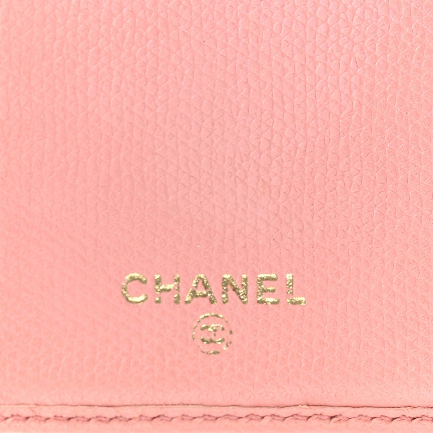 Grained Calfskin CC Button Yen Wallet Pink
