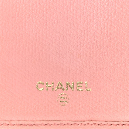 Chanel Grained Calfskin CC Button Yen Wallet Pink 6 of 13