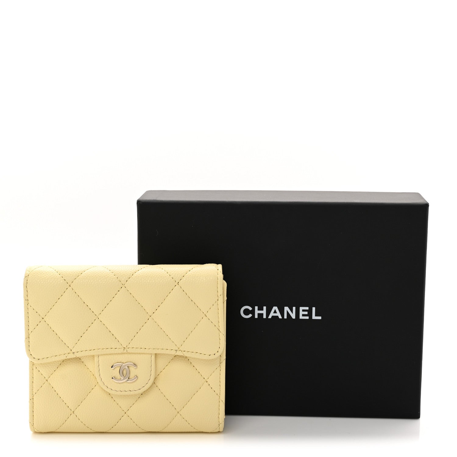 Chanel Caviar Quilted Compact Flap Wallet Light Yellow 9 of 9