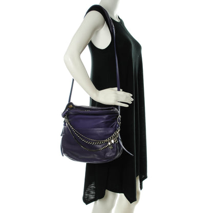 Jimmy Choo Lambskin Small Biker Saddle Chain Satchel Purple 2 of 7